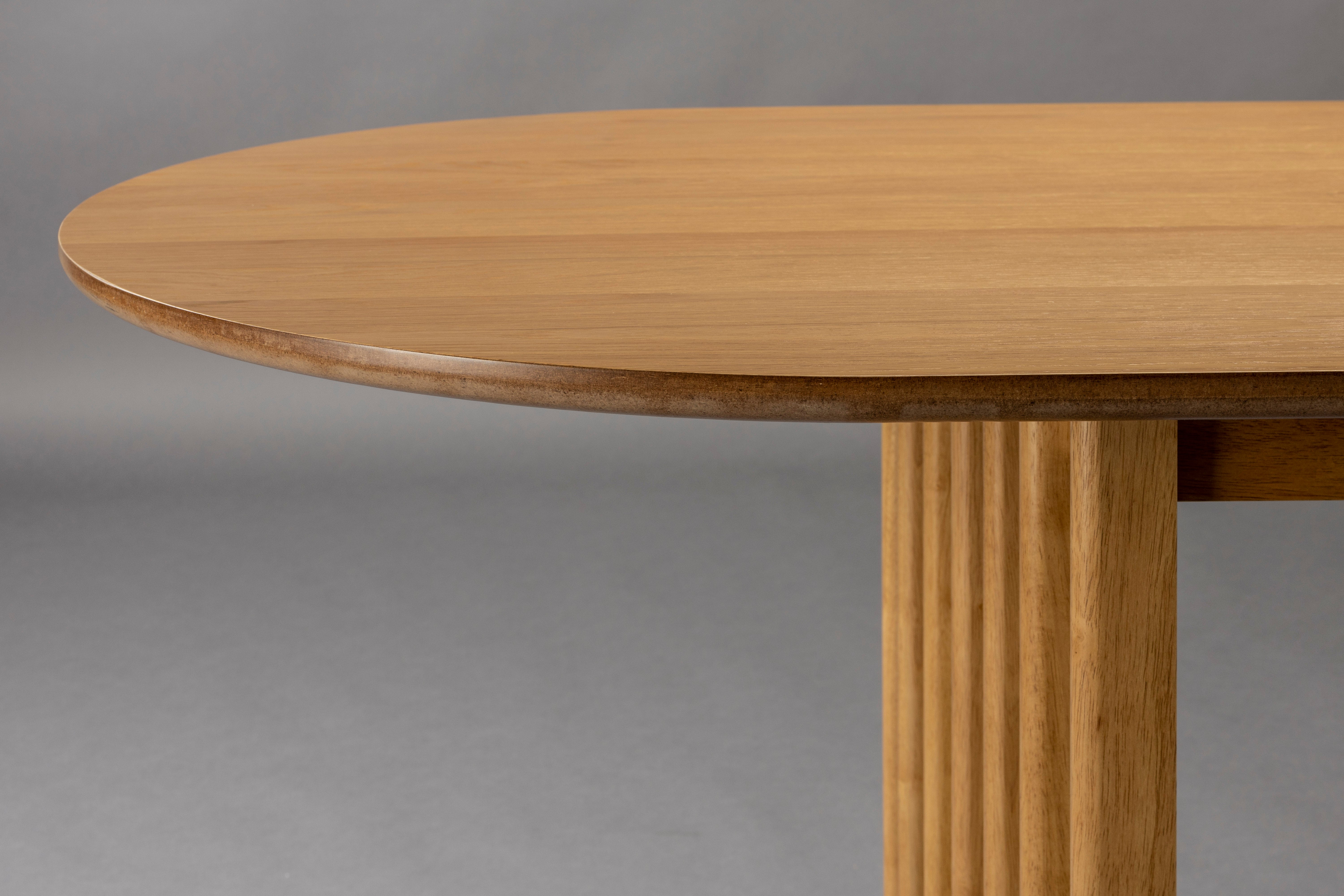 Dutchbone Barlet Natural Oak Wood Slatted Extending Dining Table